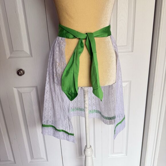 VINTAGE APRON LACE WHITE END GREEN COLOR - Picture 12 of 12